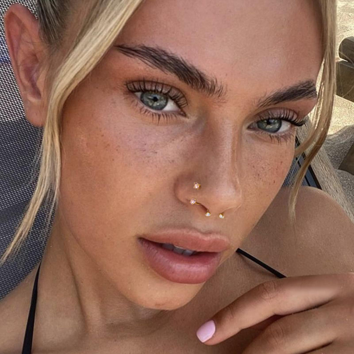 Horseshoe Nose Ring 20g 18g Gold Silver Opal CZ Double Gem Nose Rings Studs for Women Men 7mm 8mm Hypoallergenic Hoop Earrings Cartilage Helix Tragus Nostril Septum Daith Piercing Jewelry