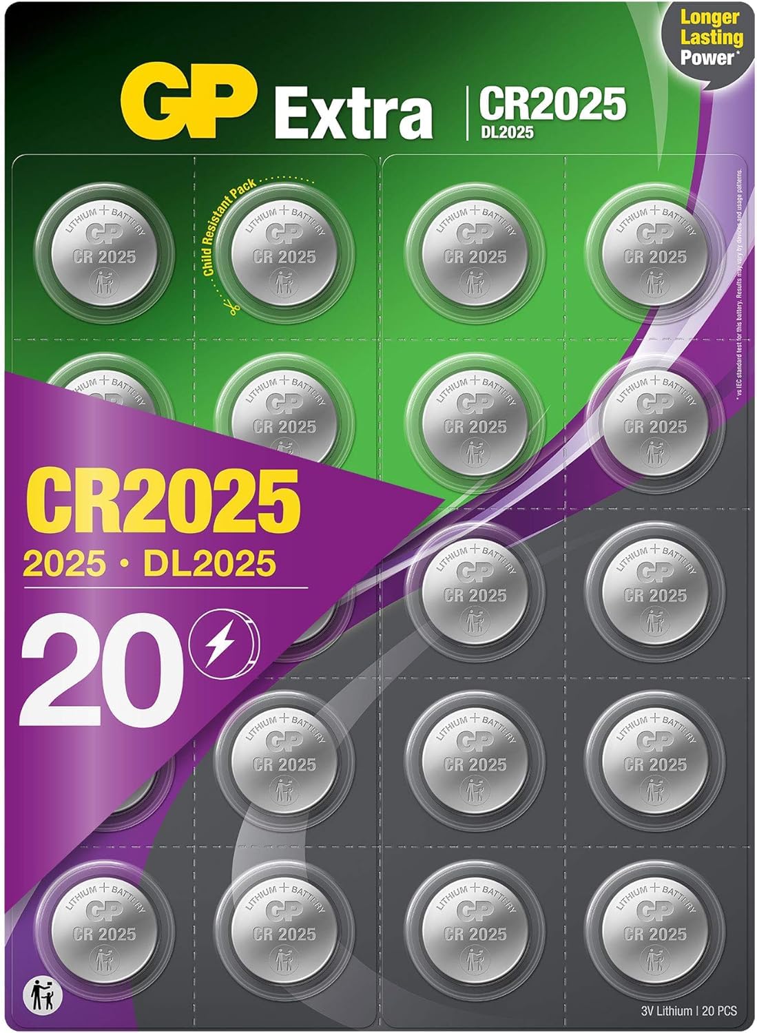 GP CR2025 3V Lithium Coin Cell Batteries – Pack of 10, Car Key Fob