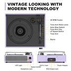 Seasonlife® Record Player for Vinyl Turntable with Speakers,Pale Purple