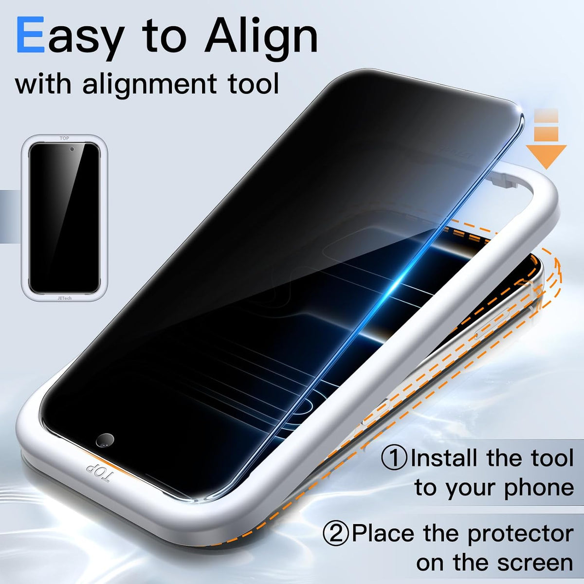 JETech Privacy Screen Protector for iPhone 16 Pro Max, 2-Pack