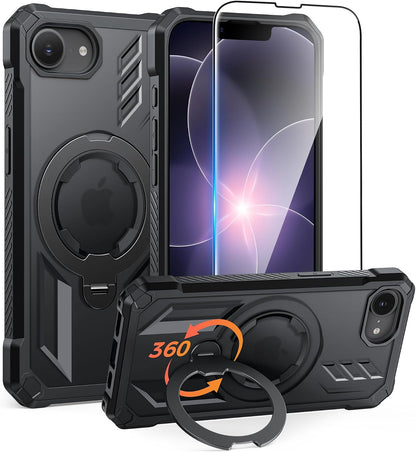 FNTCASE for iPhone 17 Case with 360 Spin Magnetic Stand