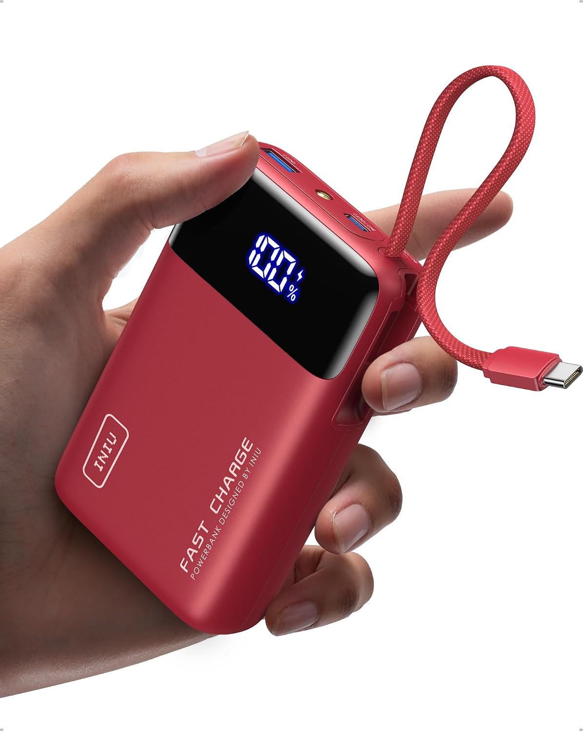 INIU Portable Charger, Smaller 45W Fast Charging Power Bank, 10000mAh Black