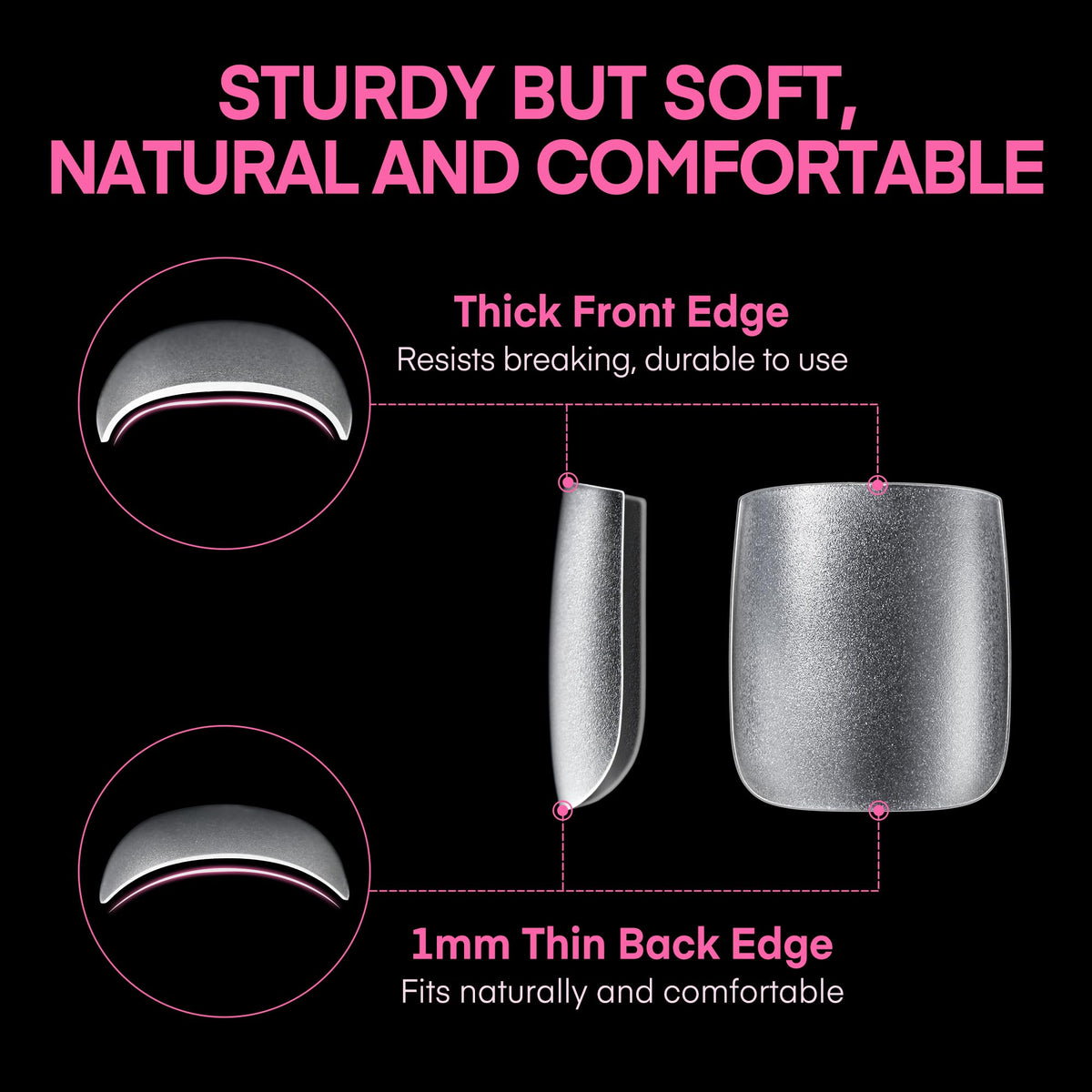 UNA GELLA Short Sharp Square Nail Tips 504pcs X-Soft Flat Square Nails