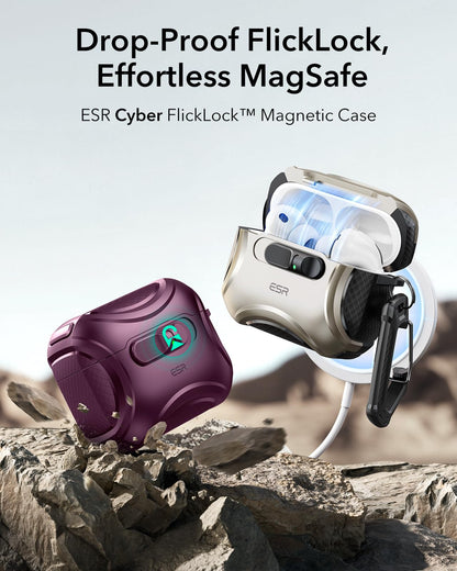ESR for AirPods Pro 2 Case, Compatible with MagSafe, Cyber Series, Black