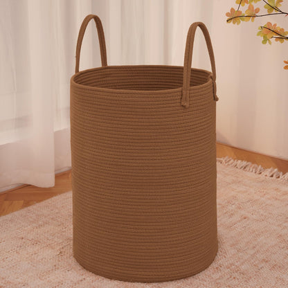 JMvicyroam 80L Nursery Hamper, Cotton Rope Laundry Basket, Brown&Black