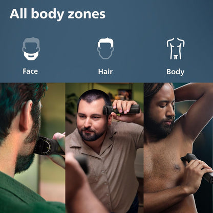 PHILIPS Multigroom Series 9000 24-in-1 Trimmer Beard, Hair & Body Grooming Kit | Precision Trimming Comb, Self-Sharpening Steel Blades, BeardSense Technology, Waterproof, Packaging May Vary