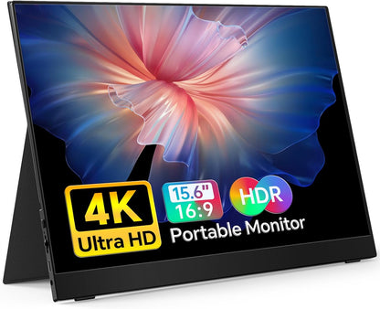MNN 15.6" 4K Portable Monitor, UHD IPS, USB-C HDMI, with Smart Cover Stand