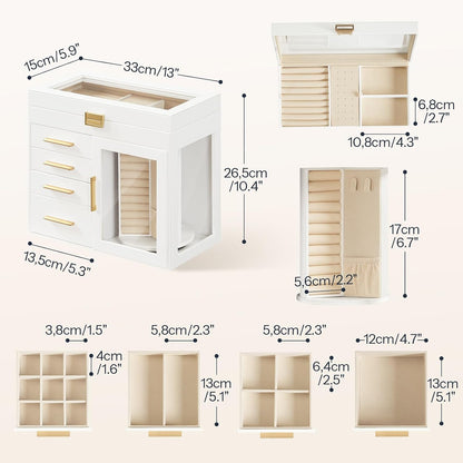 HOOBRO Jewelry Box with 360° Rotating Turntable, 5-Tier Jewelry Organizer