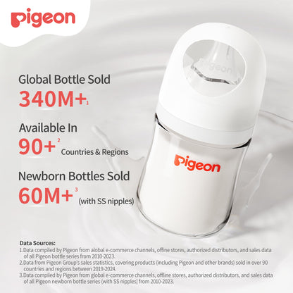 Pigeon Glass Baby Bottles Wide Neck, 5 Oz, Pack of 2