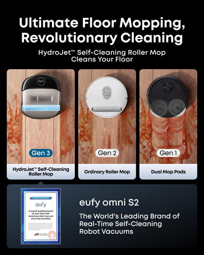 eufy E25 Robot Vacuum and Mop for Pet Hair, 20,000 Pa, HydroJet Roller Mop