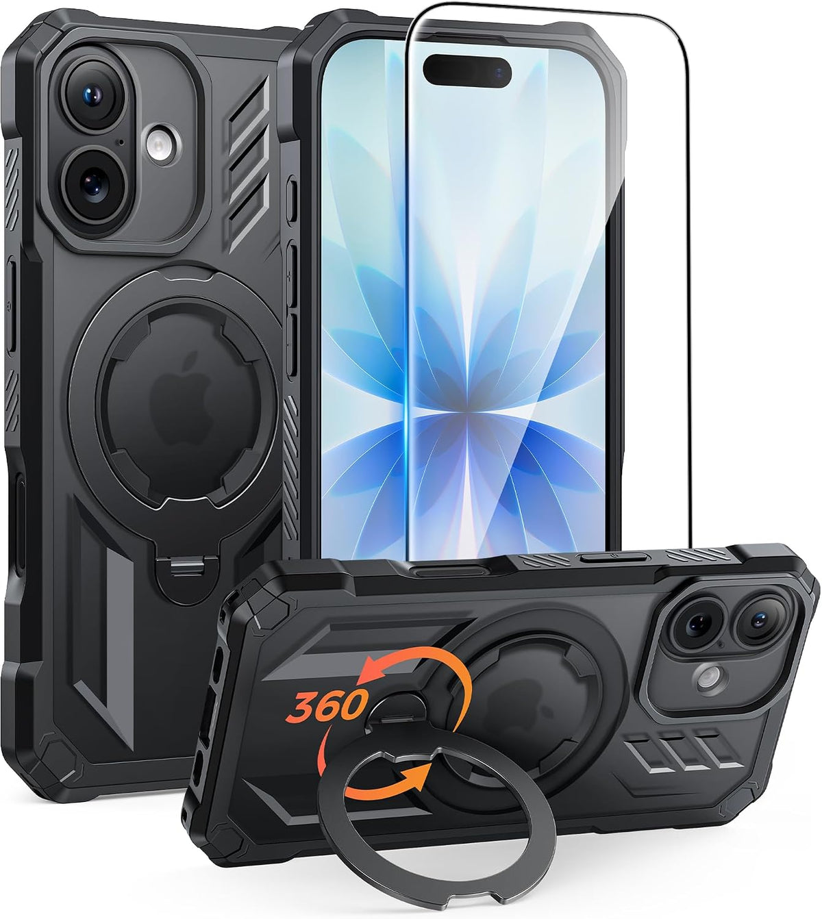 FNTCASE for iPhone 17 Case with 360 Spin Magnetic Stand