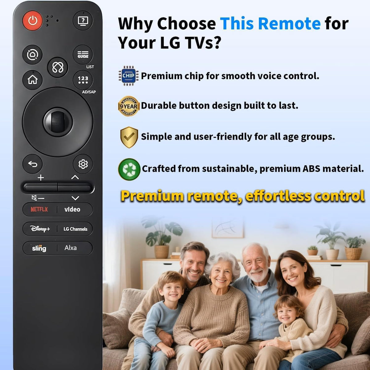 Rechargeable TV Remote for Samsung Smart TVs. Replacement Voice Remote.