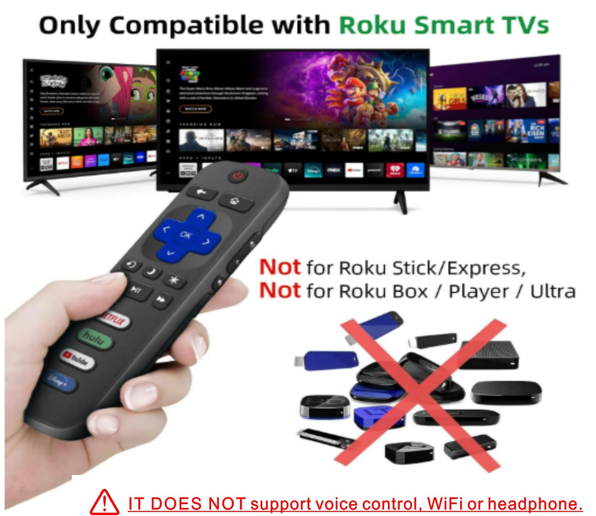 Rechargeable TV Remote for Samsung Smart TVs. Replacement Voice Remote.