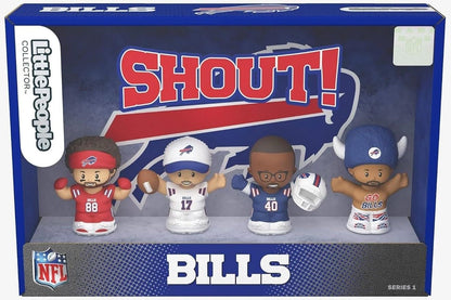 Bills Little People Collector 4 Pack Figure Set Featuring Josh Allen, Von Miller and Dawson Knox Plus One Super Fan