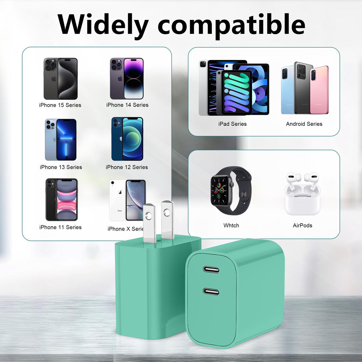 USB C Charger Block 3 Pack, Dual Port 20W Fast Wall Plug