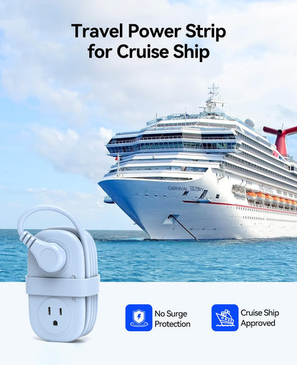 ORICO Purple Cruise Approved Travel Power Strip with 4FT Extension Cord