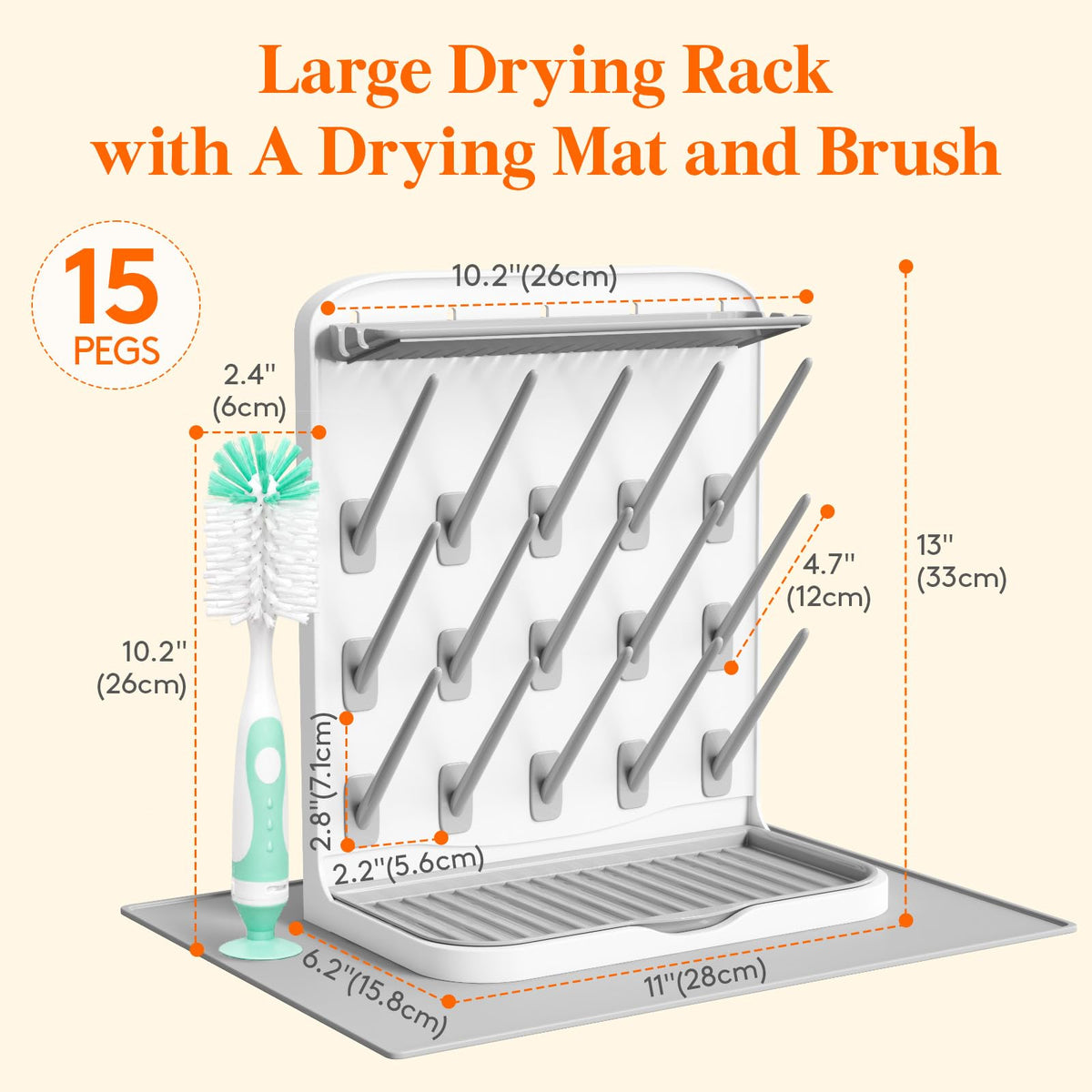 Lifewit 10-Hooks Baby Bottle Drying Rack for Countertop, BPA Free