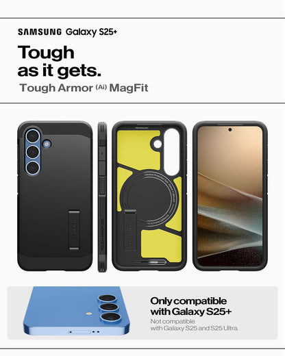 Spigen for Galaxy S26 Case, Tough Armor MagFit [Kickstand] [Compatible with MagSafe] [Military-Grade Protection] - Black
