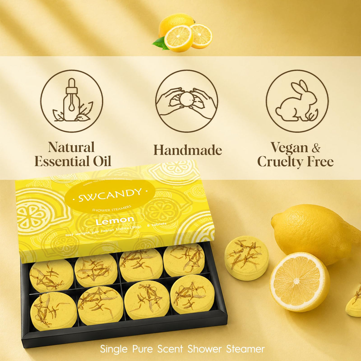 SWCANDY Sandalwood Shower Steamers 8 Pack, Home Spa Self Care