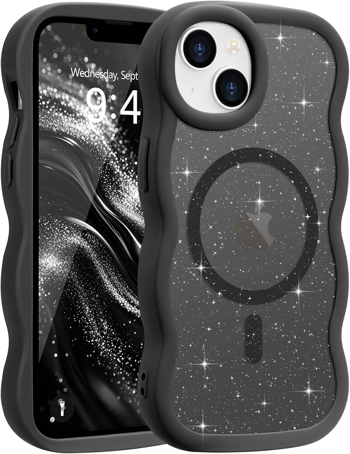 Pepmune for iPhone 16 Pro Max Case Curly Wavy Frame Translucent, Burgundy
