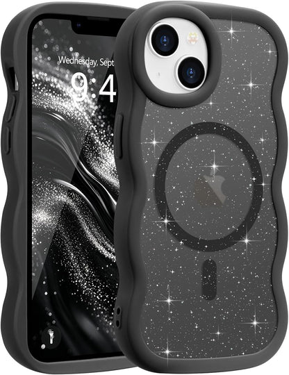 Pepmune for iPhone 16 Pro Max Case Curly Wavy Frame Translucent, Burgundy