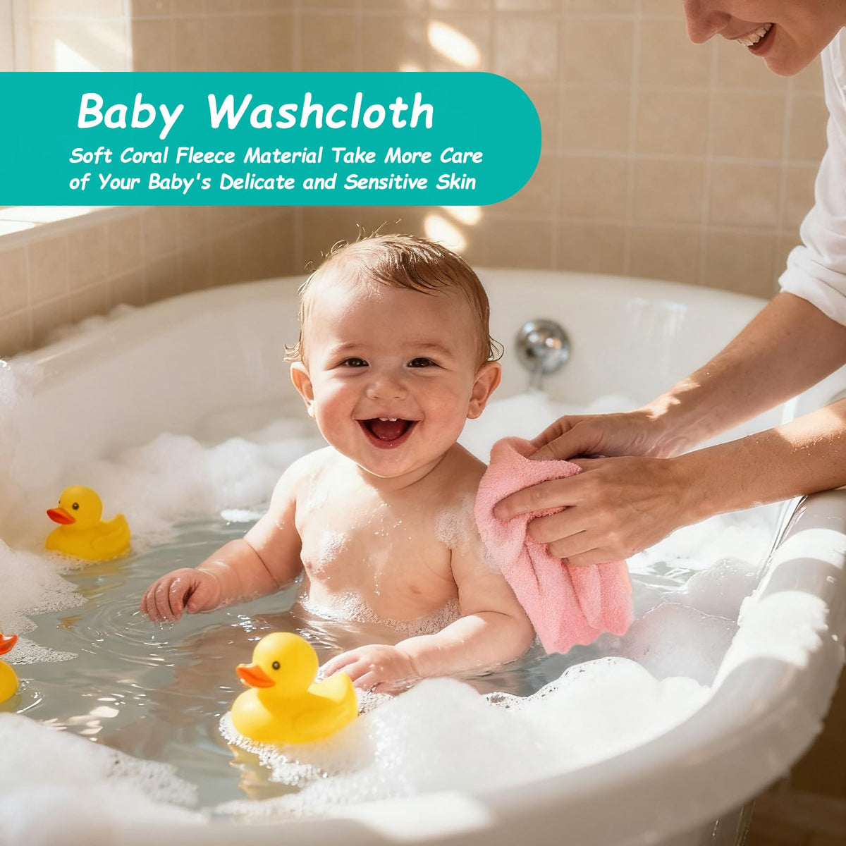 HOMEXCEL Baby Washcloths 24 Pack Microfiber Coral Fleece Soft Wash Cloths