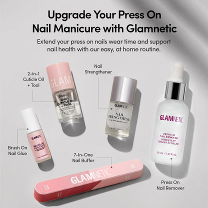 Glamnetic Press On Nails, Short Almond Glossy, Fake Nails 24pc Nail Kit