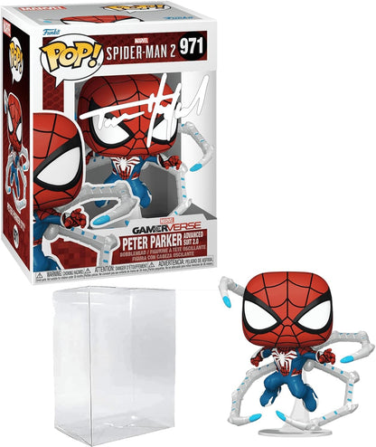 Tom Holland Peter Parker #971 Advanced Suit 2.0 Spider-Man Facsimile Signed Reprint Laser Autographed Funko POP! Marvel Figurine with Protector Case