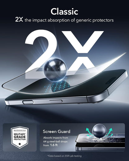 ESR 3 Pack for iPhone 17/iPhone 16 Pro Screen Protector, Align Frame
