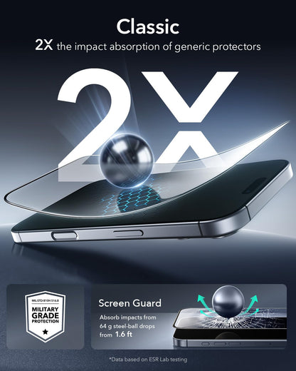 ESR 3 Pack for iPhone 17/iPhone 16 Pro Screen Protector, Align Frame