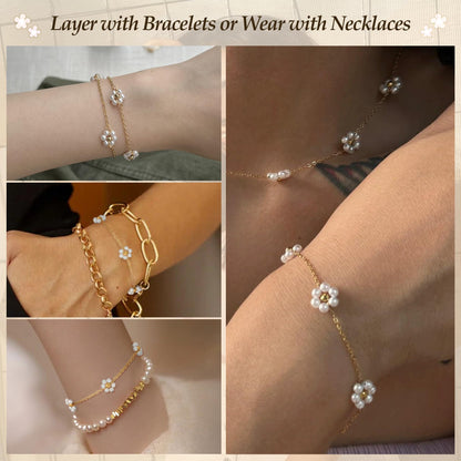 Pearl Bracelets for Women and Girls, Dainty Bracelet Wedding Pearl Jewelry
