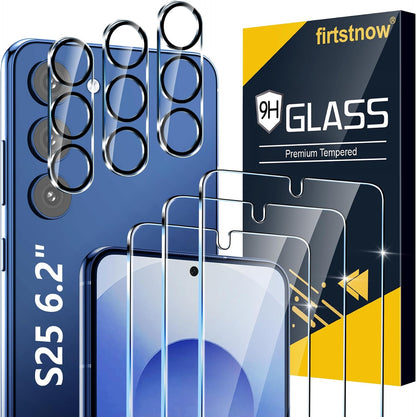 firtstnow 3 Pack for Samsung Galaxy S26 Ultra Screen Protector Tempered Glass + 3 Pack Camera Lens Protector, Military Grade Shatterproof, 9H Hardness, Fingerprint Unlock,Case Friendly 6.9 Inch