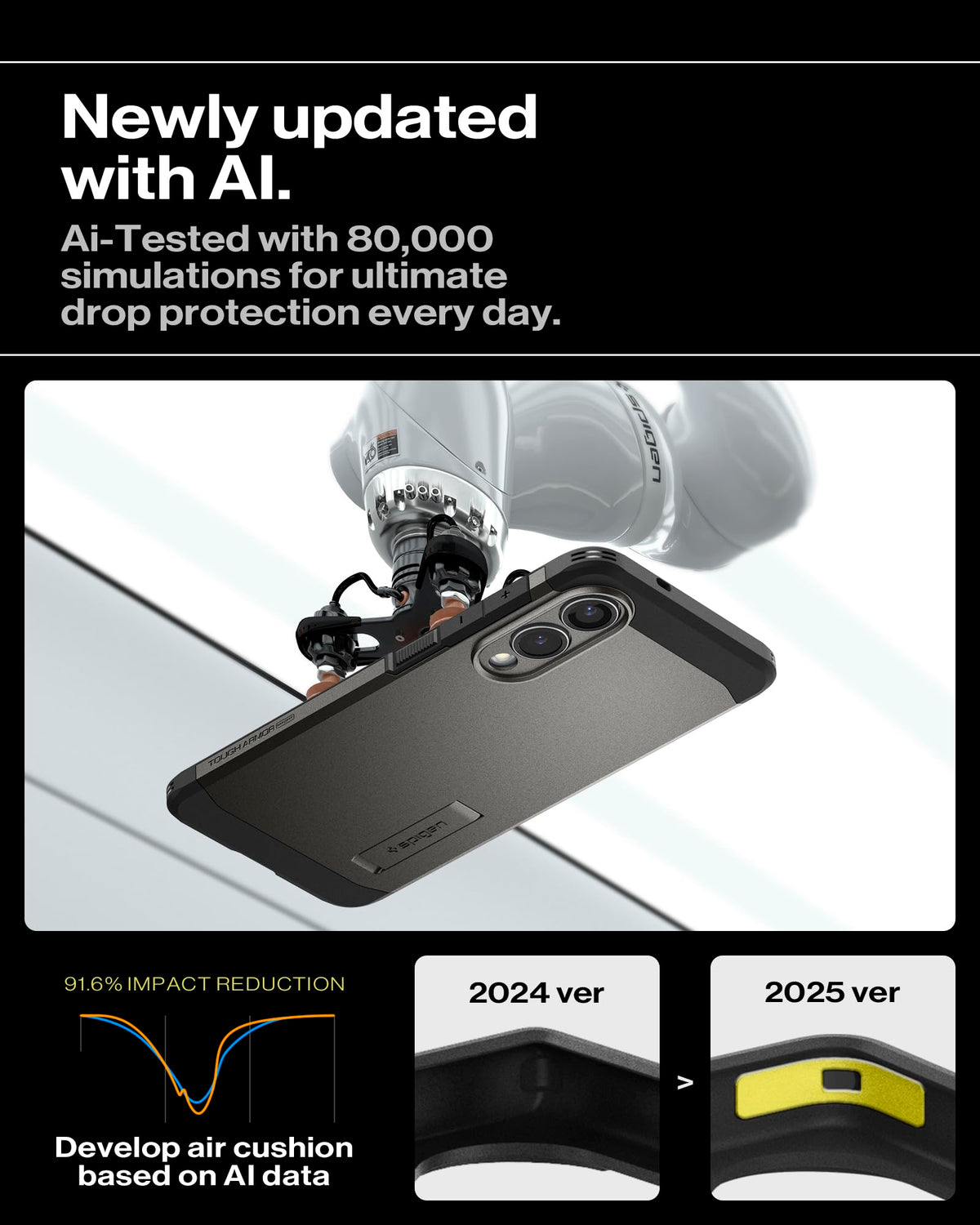 Spigen for Galaxy S26 Case, Tough Armor MagFit [Kickstand] [Compatible with MagSafe] [Military-Grade Protection] - Black