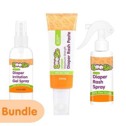 Boogie Diaper Rash Relief Bundle, No-Rub Spray & Maximum Strength Paste