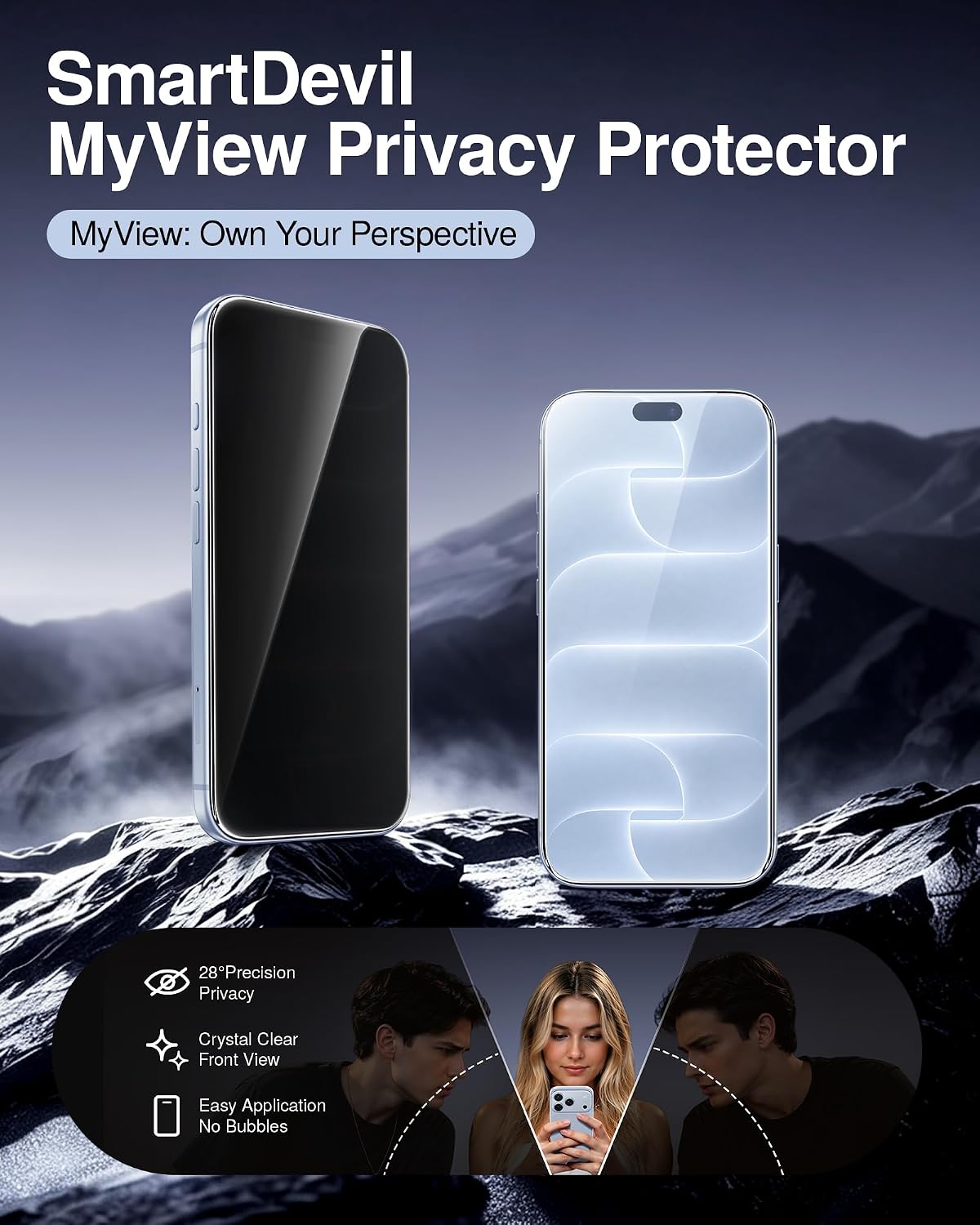 SMARTDEVIL 2 Pack Tempered Glass for iPhone 15 Pro Screen Protector
