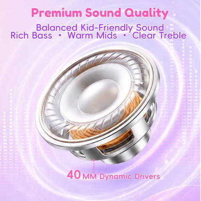 Candy Bila Wired Kids Headphones for School, Over-Ear for Boys Girls