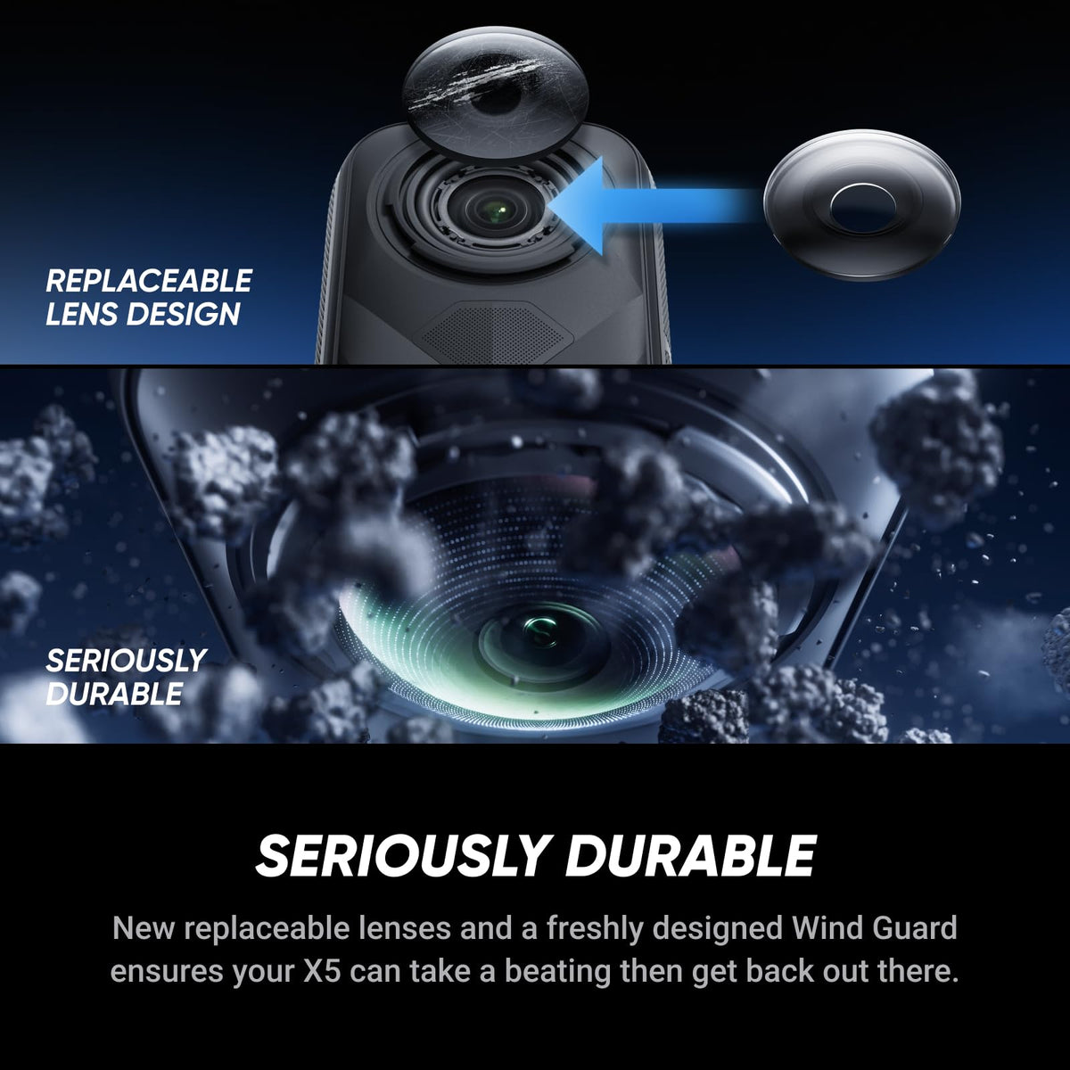 Insta360 X5 - Waterproof 8K 360° Action Camera, Leading Low Light, Invisible Selfie Stick Effect, Rugged and Replaceable Lens, 3-Hour Battery, Built-in Wind Guard, Stabilization, Triple AI Chip Design