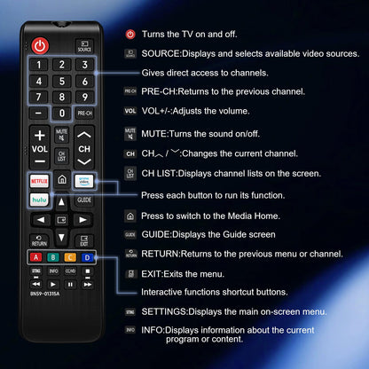 Pack of 2，for Samsung smart TV Remote Replacement