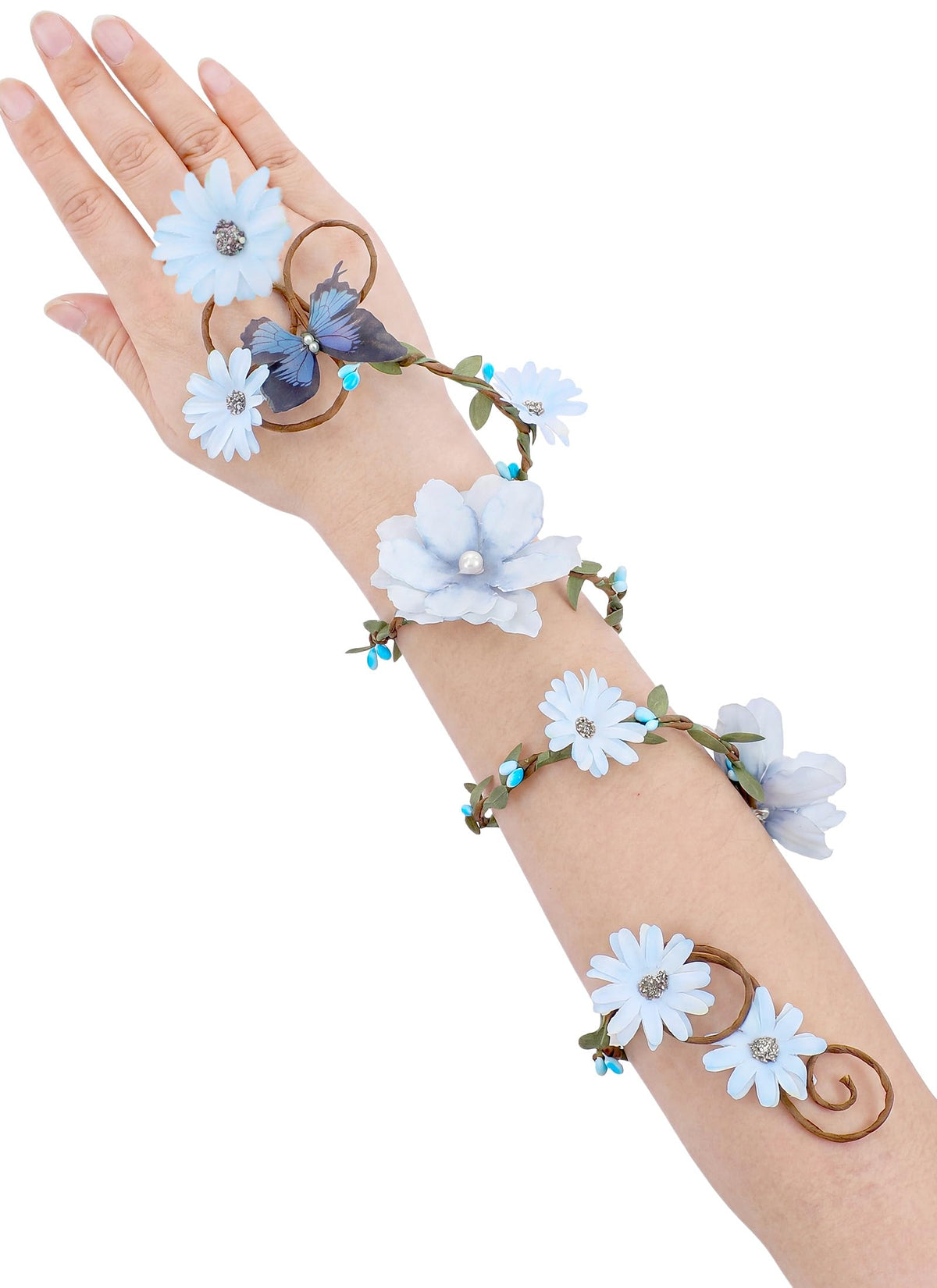 FRESHME Renaissance Fairy Floral Arm Wrap - 1 PC Elf Bracelet Mother Nature Costume Poison Ivy Costume Renfaire Accessories