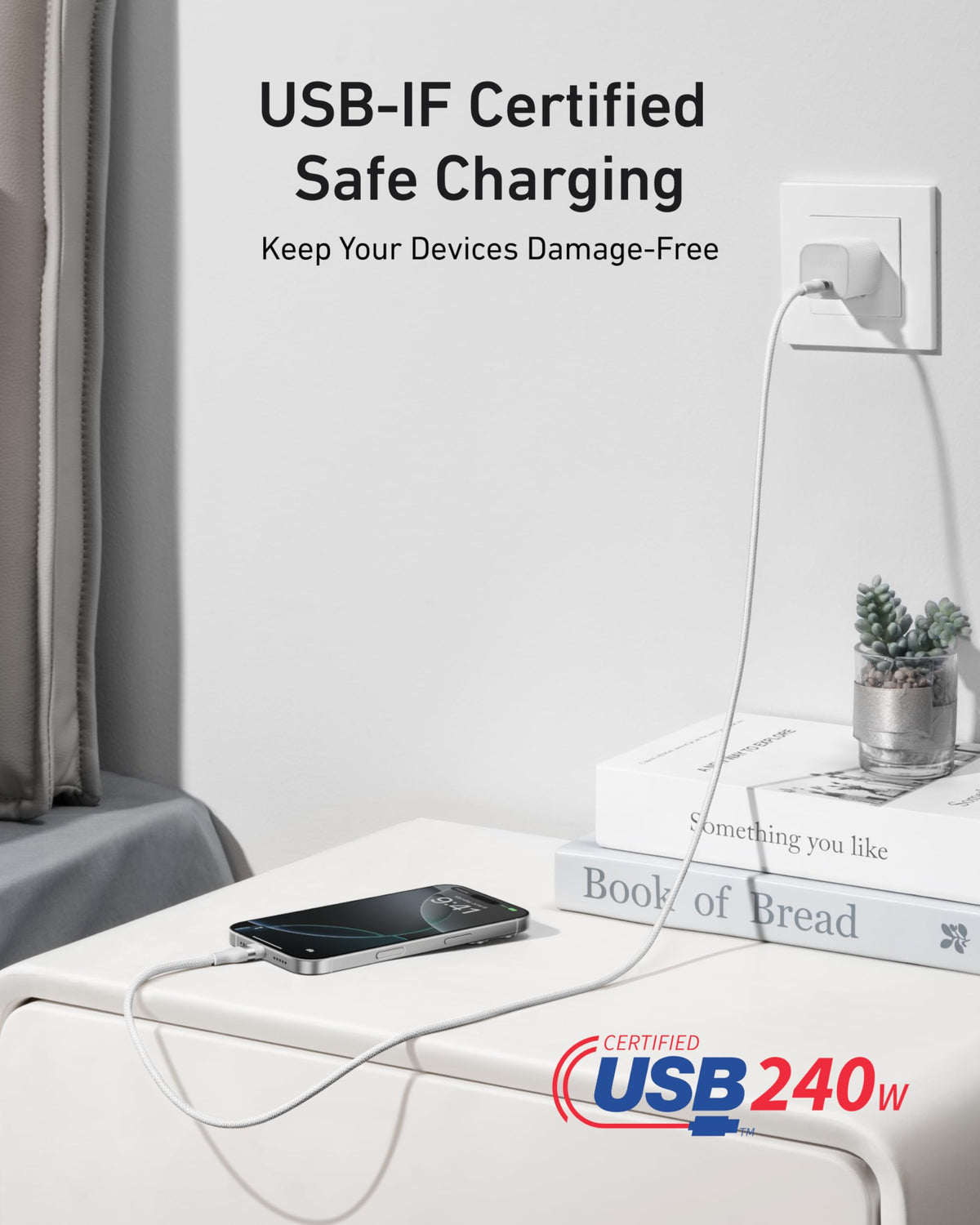 Anker Nano USB C to USB C Cable, 240W Fast Charging Cable (Black, 10ft)
