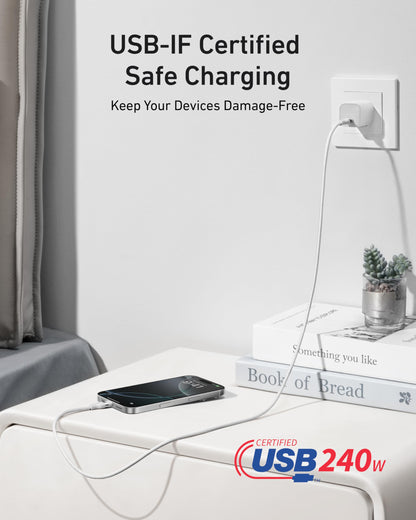 Anker Nano USB C to USB C Cable, 240W Fast Charging Cable (Black, 10ft)
