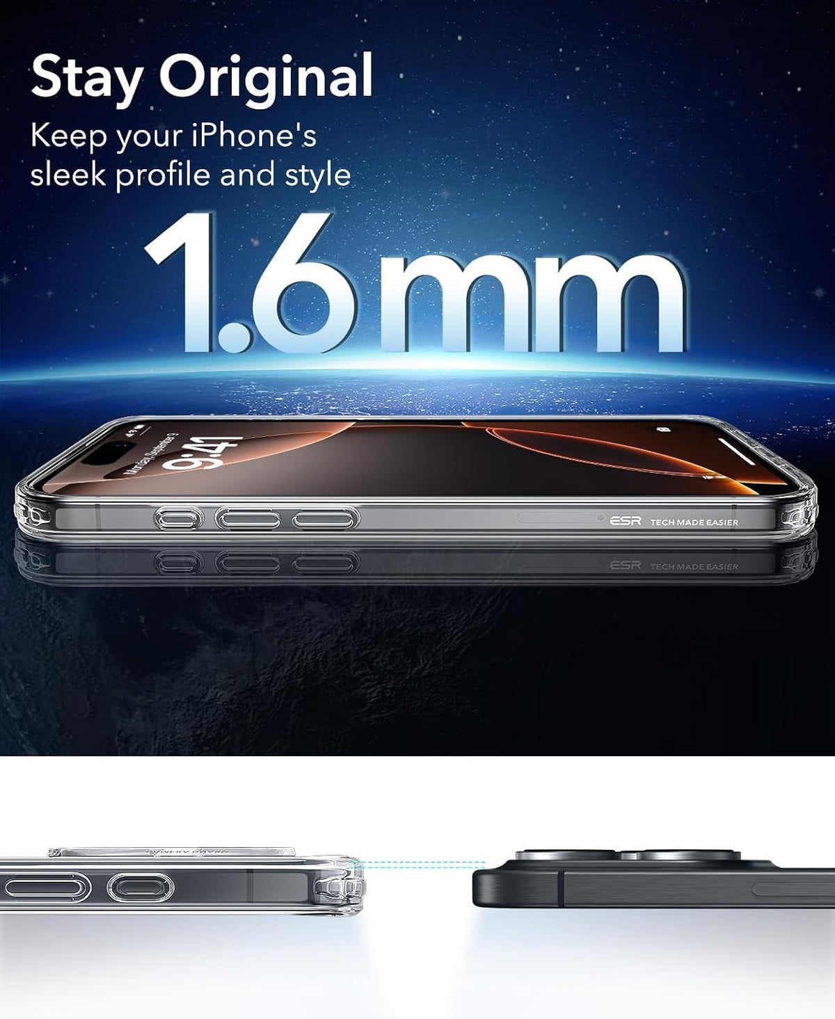 ESR Classic Hybrid for iPhone 16 Pro Max Case, Clear