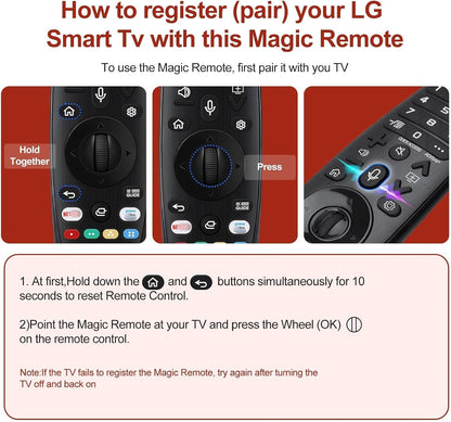 Magic Remote for LG-TV-Remote, Replacement for LG Smart TV Remote Control, AN-MR20GA Compatible Universal Remote Control with Voice, Pointer and Netflix/Prime Video Hotkeys