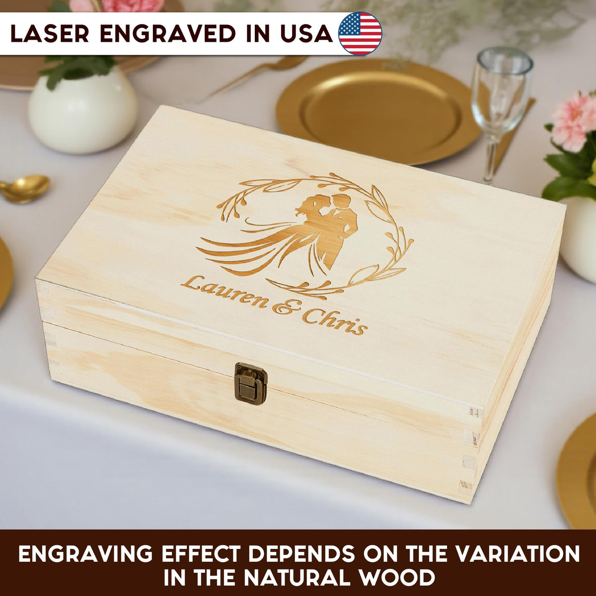 Personalized Wooden Keepsake Box, Custom Engraved Memory Box with Lid