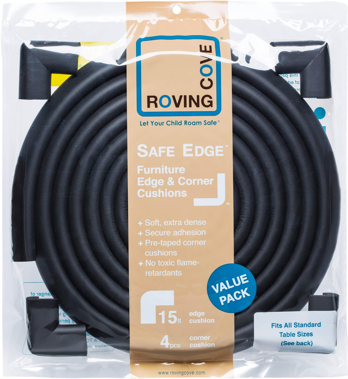 Roving Cove Baby Proof Corner Edge Protector, Small 15ft Edge 4 Corners