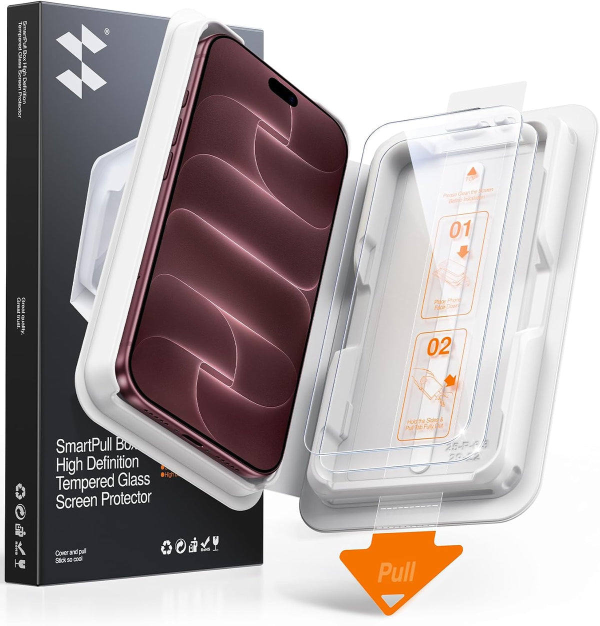 SMARTDEVIL 2 Pack Tempered Glass for iPhone 15 Pro Screen Protector