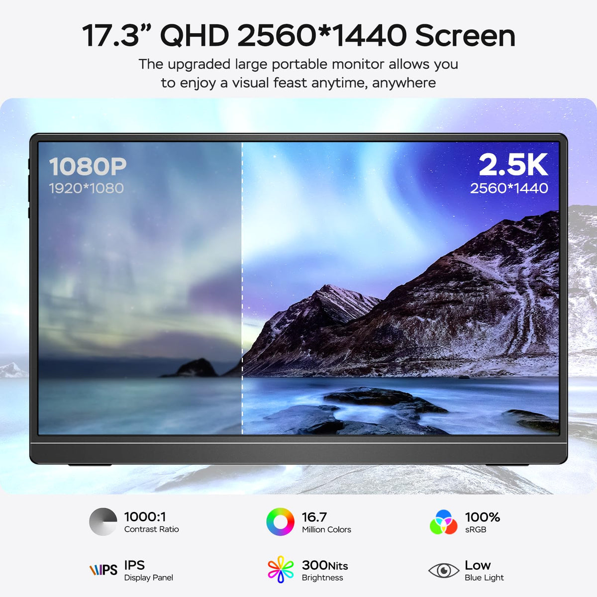 MNN 15.6" 4K Portable Monitor, UHD IPS, USB-C HDMI, with Smart Cover Stand