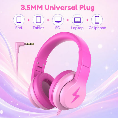 Candy Bila Wired Kids Headphones for School, Over-Ear for Boys Girls