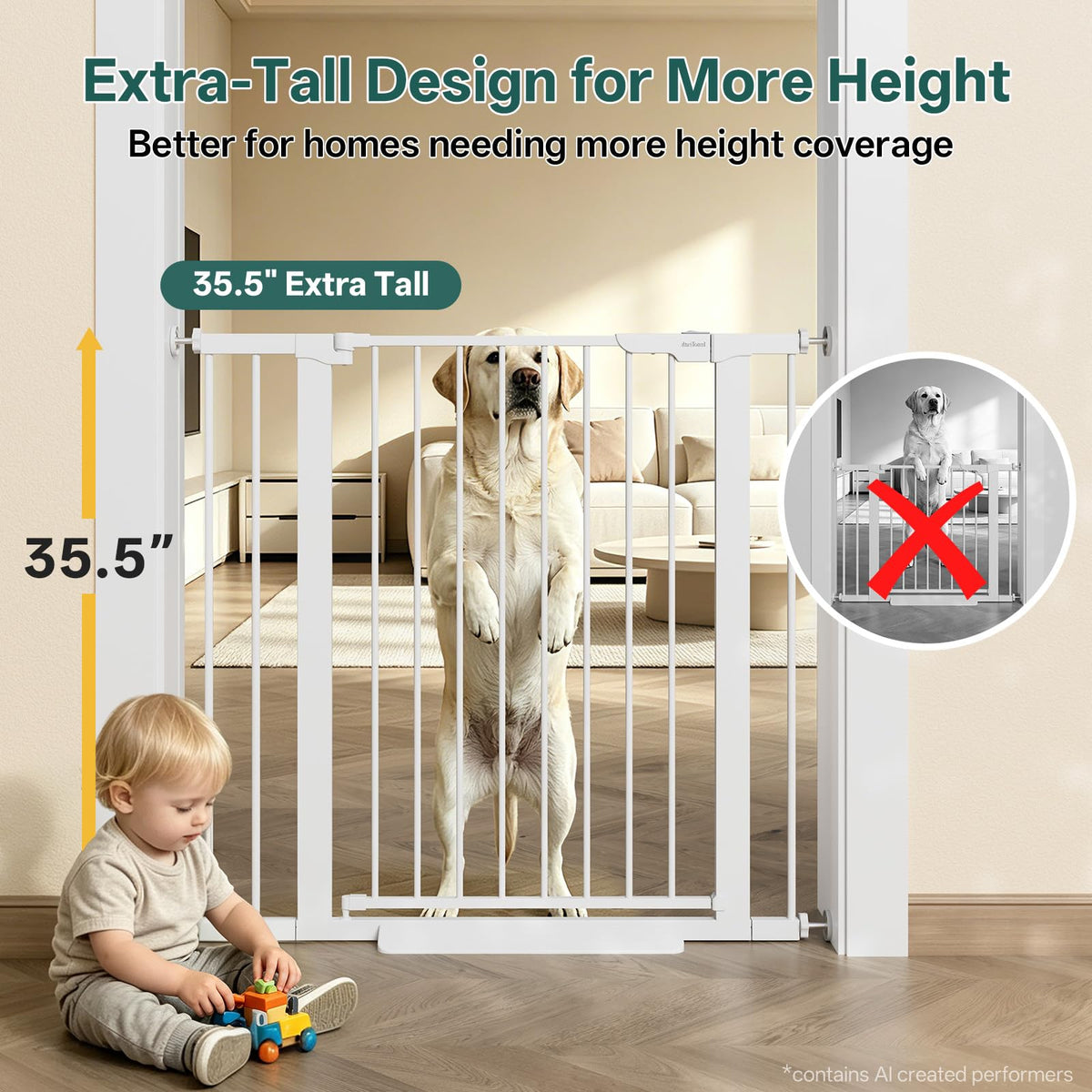 InnoTruth 27-36.6 in Wide Baby Gate for Stairs and Doorways, Black