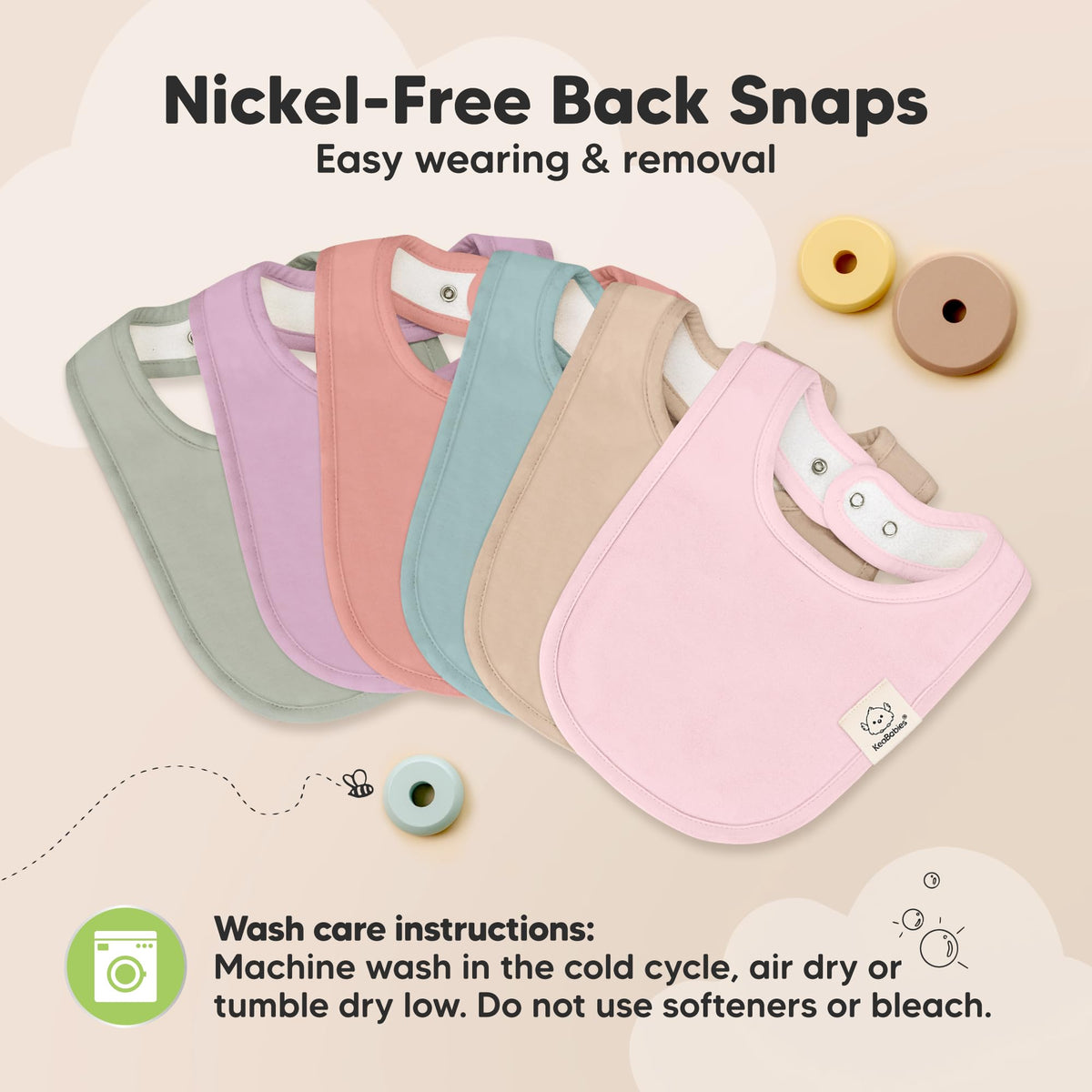 KeaBabies 8-Pack Organic Baby Bibs for Drooling and Teething (Sweet Charm)